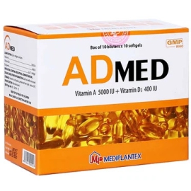 Thuốc Vitamin AD Mediplantex phòng và điều trị thiếu vitamin A, D (10 vỉ x 10 viên)