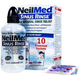 Bộ dụng cụ rửa mũi NeilMed Sinus Rinse làm sạch và ngăn ngừa chứng viêm mũi dị ứng (1 bình + 10 gói bột)