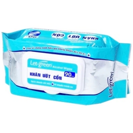Khăn ướt cồn Let-Green làm sạch, kháng khuẩn và giữ vệ sinh (90 miếng)