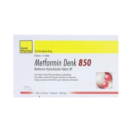 Thuốc Metformin Denk 850 điều trị tiểu đường type 2 (8 vỉ x 15 viên)