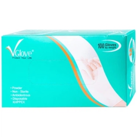 Găng tay cao su y tế trơn có bột VGlove Size S (10 hộp x 100 chiếc) 