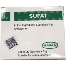 Thuốc Sufat 1g Hasan điều trị loét dạ dày, tá tràng (30 gói x 2g)