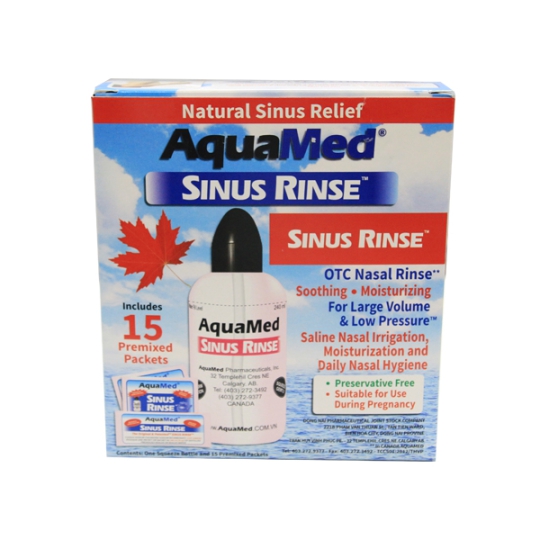 Bộ dụng cụ rửa mũi người lớn AQUAMED SINUS RINSE hộp 1 bình 240ml + 15 gói hỗn hợp