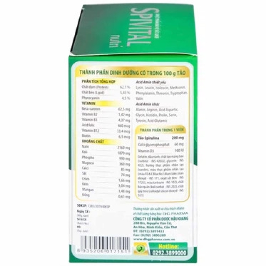 Viên uống Spivital Nutri DHG bổ sung dưỡng chất, tăng cường sức khỏe (10 vỉ x 10 viên)