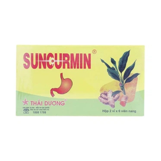 Thuốc Suncurmin Thái Dương điều trị viêm loét dạ dày, hành tá tràng (2 vỉ x 6 viên)