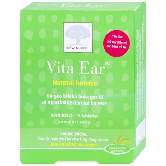 Viên uống Vita Ear New Nordic tăng cường tuần hoàn não, cải thiện lưu thông máu đến tai, giảm ù tai (15 viên)