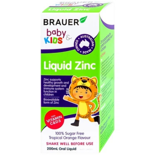 Siro Brauer Baby & Kids Liquid Zinc bổ sung kẽm, tăng sức đề kháng cho trẻ (200ml)