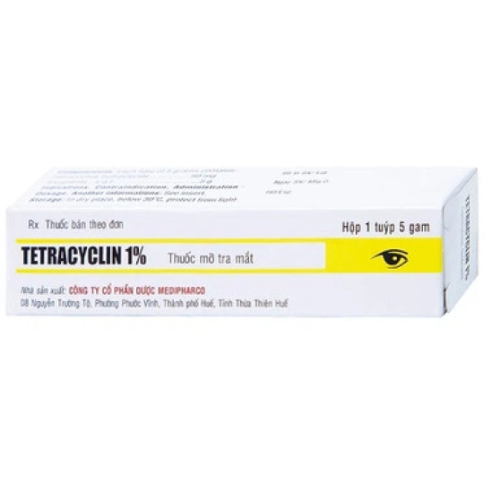 Thuốc mỡ tra mắt Tetracyclin 1% Medipharco điều trị đau mắt hột (5g)