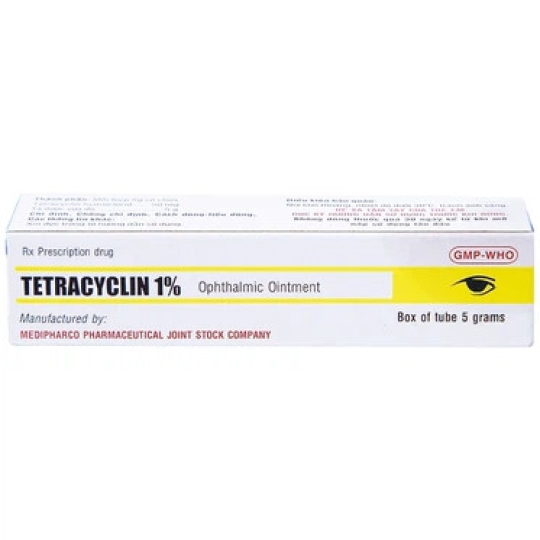 Thuốc mỡ tra mắt Tetracyclin 1% Medipharco điều trị đau mắt hột (5g)