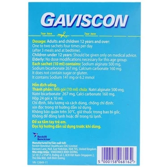 Thuốc Gaviscon điều trị trào ngược dạ dày, khó tiêu (24 gói x 10ml)