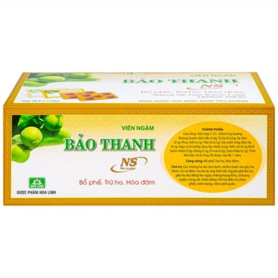 Viên ngậm Bảo Thanh không đường Hoa Linh bổ phế, trừ ho, hóa đờm (20 vỉ x 5 viên)