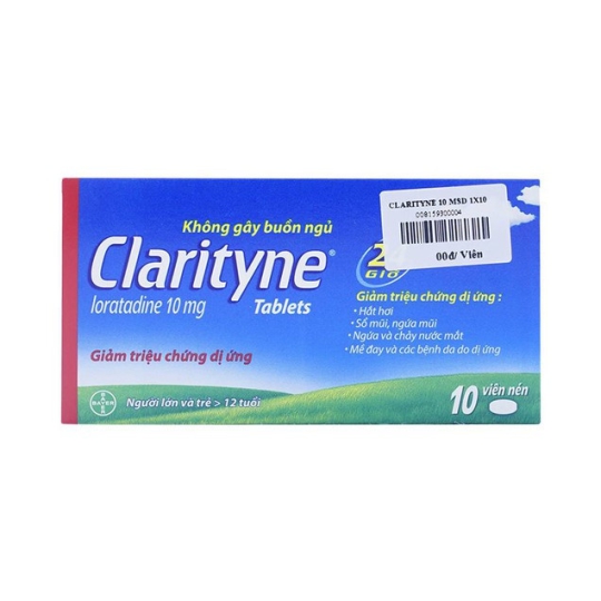 Thuốc Clarityne 10mg MSD hỗ trợ giảm triệu chứng dị ứng (1 vỉ x 10 viên)