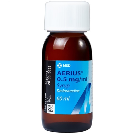 Siro Aerius 0.5 mg/ml MSD điều trị viêm mũi dị ứng (Chai 60ml)