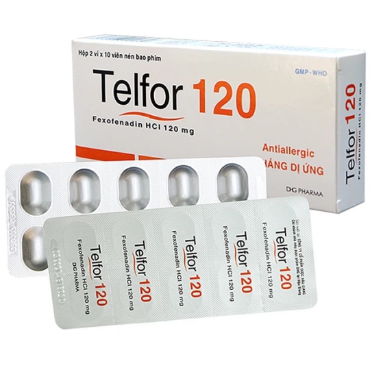 Thuốc Telfor 120 DHG trị chàm, ngứa, viêm mũi dị ứng (2 vỉ x 10 viên)