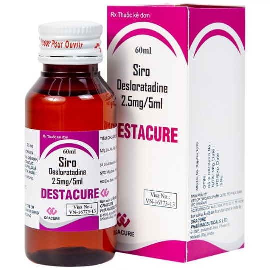 Thuốc Destacure 2.5mg/5ml Gracure điều trị viêm mũi dị ứng, mày đay (60ml)