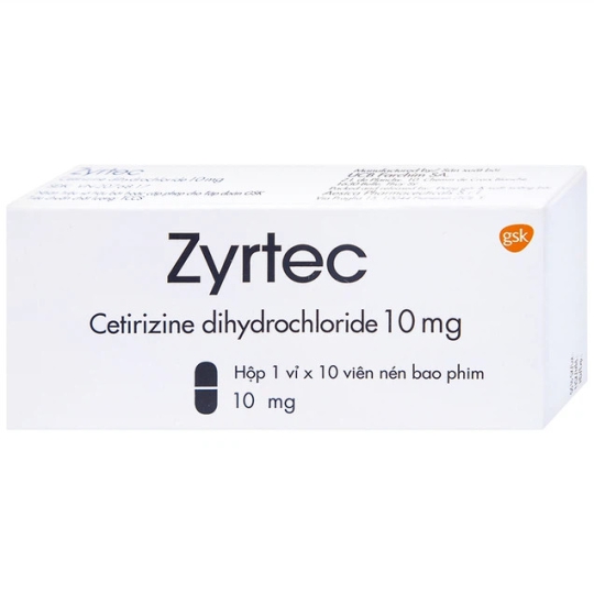 Thuốc Zyrtec 10mg GSK hỗ trợ điều trị mày đay, viêm mũi dị ứng (1 vỉ x 10 viên)