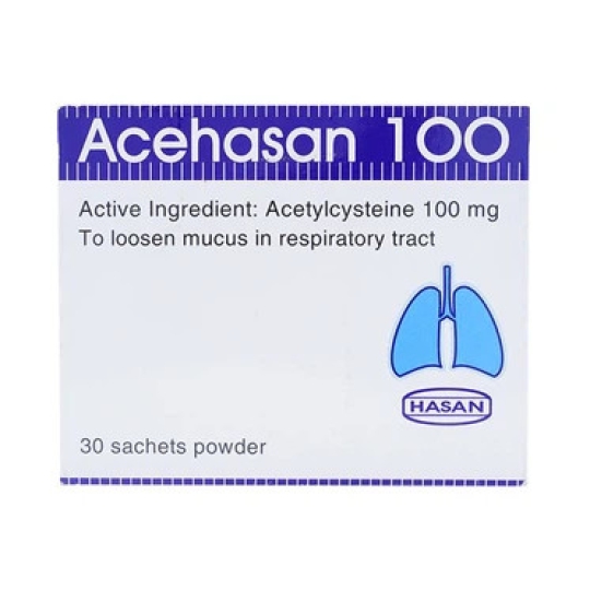 Thuốc Acehasan 100mg Hasan làm loãng đờm trong bệnh viêm phế quản (30 gói)