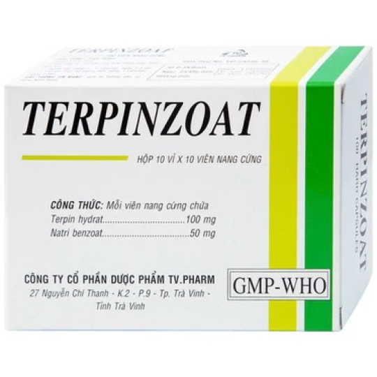 Thuốc Terpinzoat TV.PHARM làm loãng đờm và hỗ trợ điều trị các triệu chứng ho (100 viên)