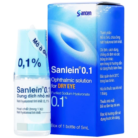 Dung dịch nhỏ mắt Sanlein 0.1% Santen hỗ trợ điều trị rối loạn biểu mô kết giác mạc (5ml)