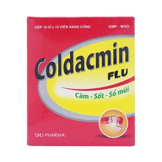 Thuốc Coldacmin Flu DHG hỗ trợ điều trị cảm, sổ mũi, sốt (10 vỉ x 10 viên)