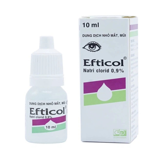 Dung dịch nhỏ mắt, mũi Efticol Natri Clorid 0.9% Dược 3-2 hỗ trợ rửa mắt, mũi (10ml)