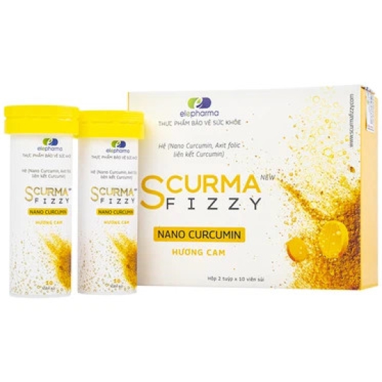 Viên sủi Scurma Fizzy Nano Curcumin cải thiện triệu chứng trào ngược dạ dày, viêm loét dạ dày tá tràng (20 viên)