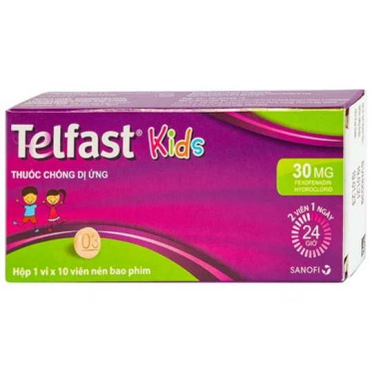 Thuốc Telfast Kids 30mg Sanofi hỗ trợ giảm viêm mũi dị ứng, mày đay cho trẻ em (10 viên)