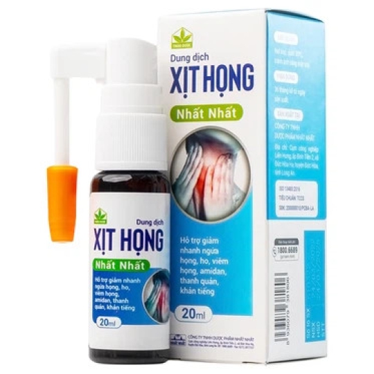 Dung dịch Xịt Họng Nhất Nhất hỗ trợ giảm ngứa họng, ho, viêm họng (20ml)