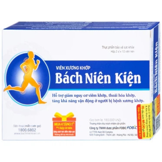 Viên xương khớp Bách Niên Kiện FOBIC hỗ trợ giảm nguy cơ viêm khớp, thoái hóa khớp, tăng khả năng vận động (20 viên)