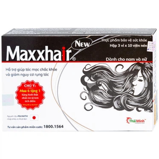 Viên uống Maxxhair New Thái Minh hỗ trợ bảo vệ tóc, ngăn rụng tóc, trị hói đầu (30 viên)