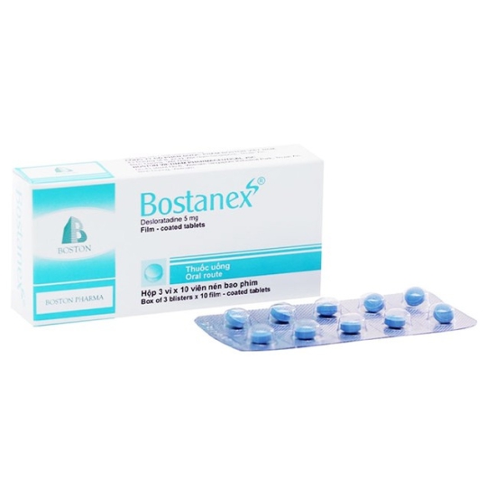 Thuốc Bostanex 5mg Boston điều trị các viêm mũi dị ứng (3 vỉ x 10 viên)