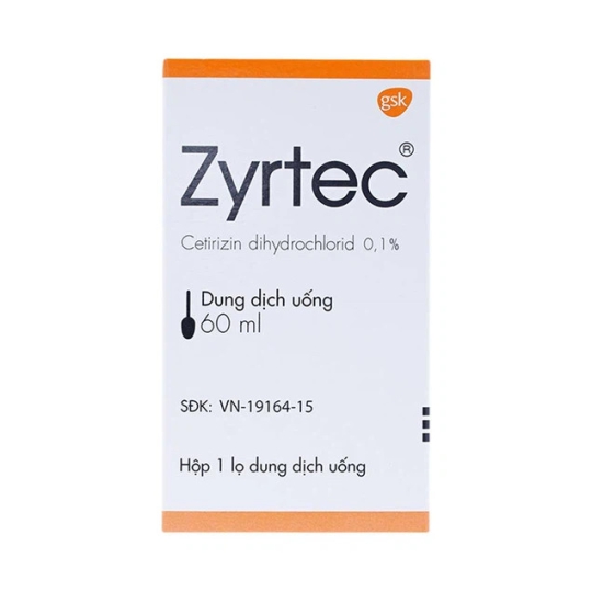 Thuốc Zyrtec 1mg/ml Aesica điều trị mày đay, viêm mũi dị ứng (60ml)