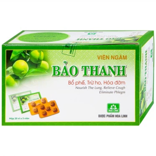 Viên ngậm Bảo Thanh Hoa Linh bổ phế, trừ ho, hoá đờm (20 vỉ x 5 viên)