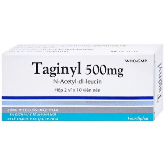 Thuốc Taginyl 500mg Thành Nam điều trị triệu chứng cơn chóng mặt (2 vỉ x 10 viên)