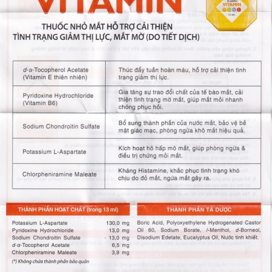 Thuốc nhỏ mắt V.rohto Vitamin hỗ trợ cải thiện tình trạng giảm thị lực, mắt mờ (13ml)