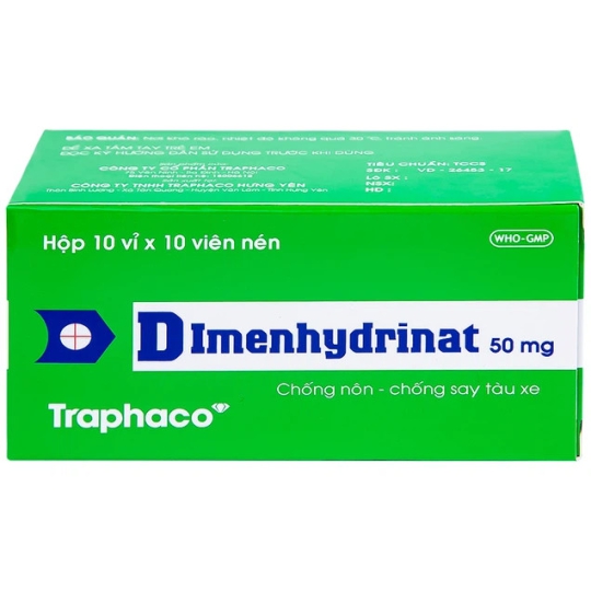 Thuốc Dimenhydrinat 50mg Traphaco chống nôn, chống say tàu xe (100 viên)