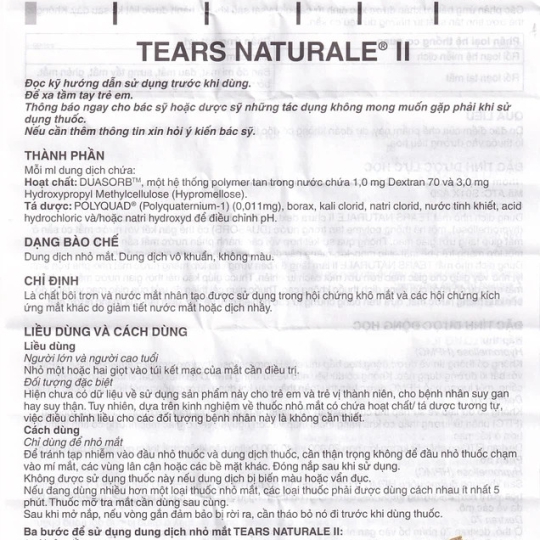 Thuốc nhỏ mắt Tears Naturale II Alcon hỗ trợ điều trị khô mắt (15ml)