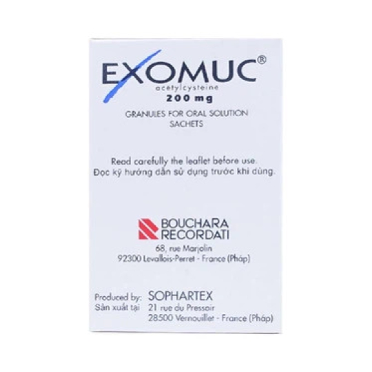 Thuốc Exomuc 200mg Bouchara điều trị rối loạn chất tiết phế quản (30 gói)