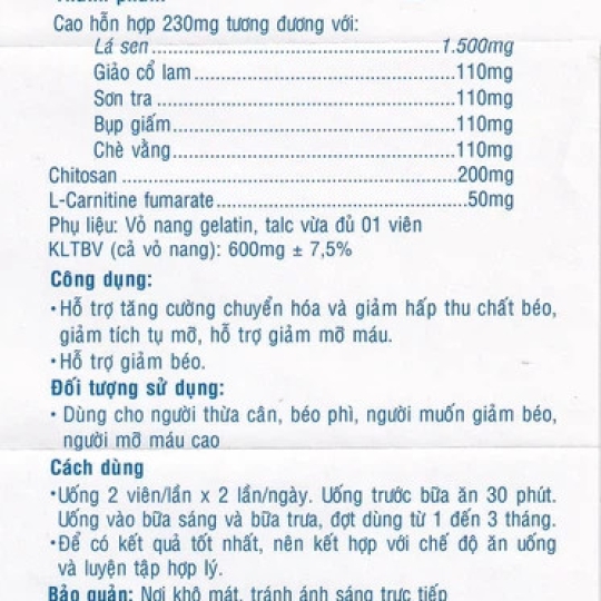 Viên uống Slim Body New HVQY giúp giảm béo, giảm mỡ máu (100 viên)