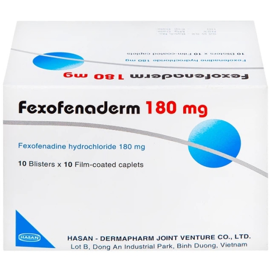 Thuốc Fexofenaderm 180mg Hasan điều trị viêm mũi dị ứng (100 viên)