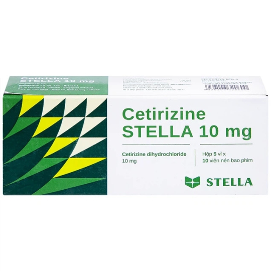 Thuốc Cetirizine Stella 10mg hỗ trợ giảm viêm mũi dị ứng, mày đay (5 vỉ x 10 viên)