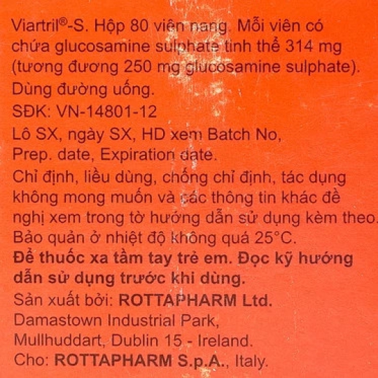 Thuốc Viartril-S 250mg Rottapharm giảm triệu chứng thoái hóa khớp (80 viên)