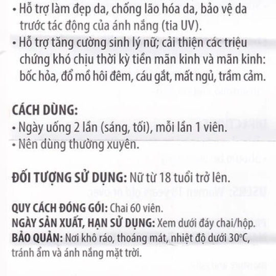 Viên sâm Angela Gold Ecogreen hỗ trợ làm đẹp da, tăng cường sinh lý nữ (60 viên)