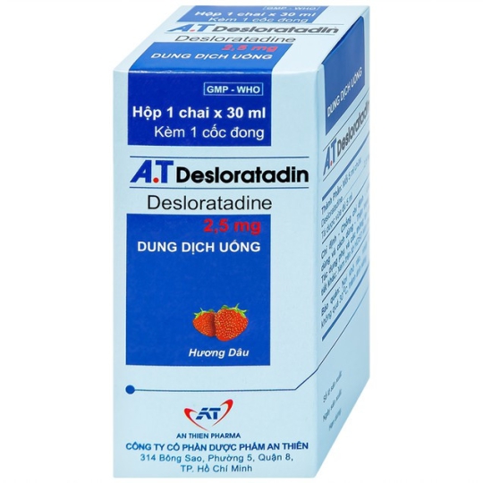 Dung dịch uống A.T Desloratadin 2.5mg hương dâu trị viêm mũi dị ứng (Chai 30ml)