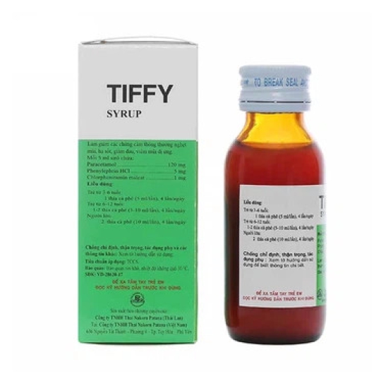 Siro Tiffy Thai Nakorn Patana hỗ trợ giảm đau hạ sốt, viêm mũi dị ứng (30ml)