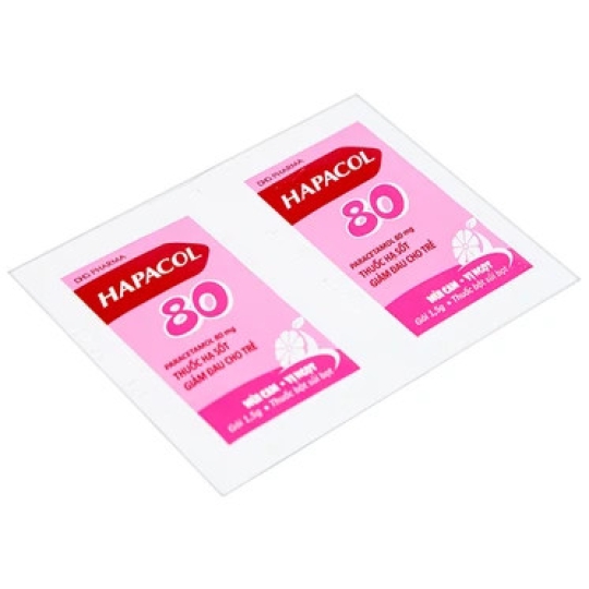 Thuốc Hapacol 80 DHG hỗ trợ giảm đau và hạ sốt cho trẻ (24 gói x 1.5g)