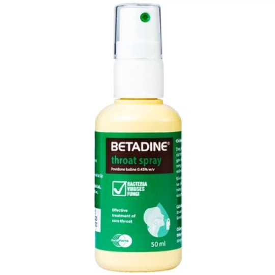 Xịt họng Betadine điều trị nhiễm trùng cấp tính niêm mạc miệng, họng (50ml)