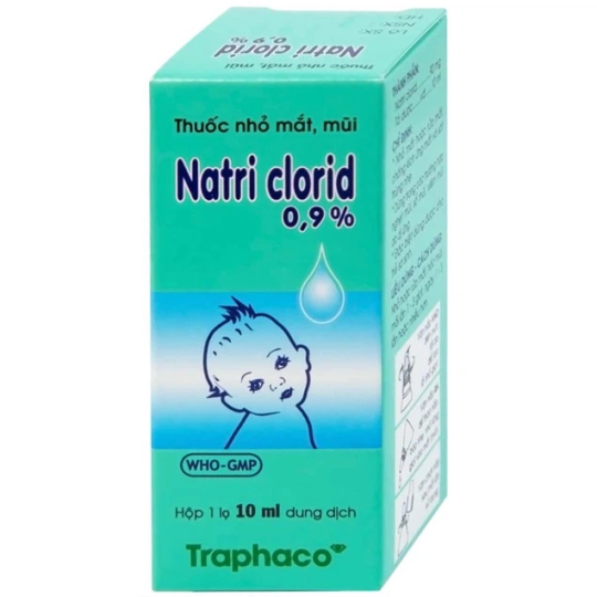 Thuốc nhỏ mắt, mũi Natri Clorid 0.9% Traphaco giảm nghẹt mũi, chảy mũi (10ml)