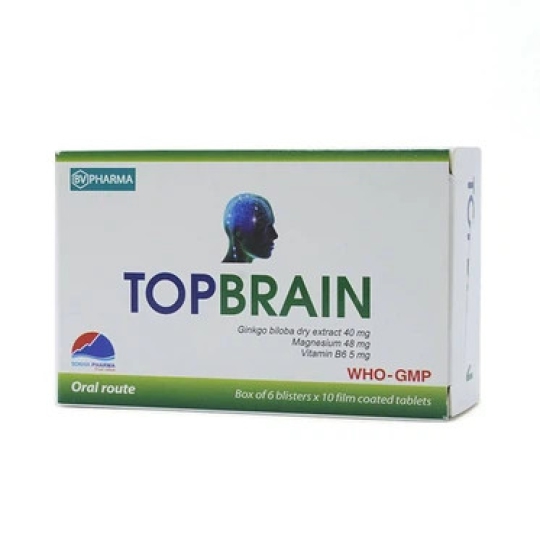 Thuốc Topbrain BV Pharma điều trị rối loạn tuần hoàn não (6 vỉ x 10 viên)