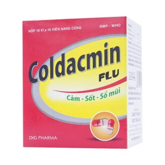 Thuốc Coldacmin Flu DHG hỗ trợ điều trị cảm, sổ mũi, sốt (10 vỉ x 10 viên)